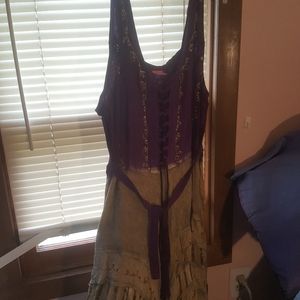 Boho maxi dress, sun pattern